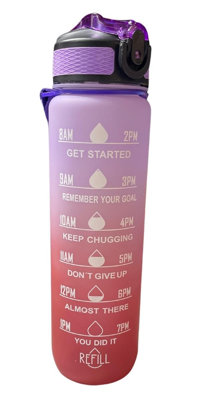 Hollywood Motivational Bottle 1000ml - flasken som motiverer deg til å drikke, rød og lilla